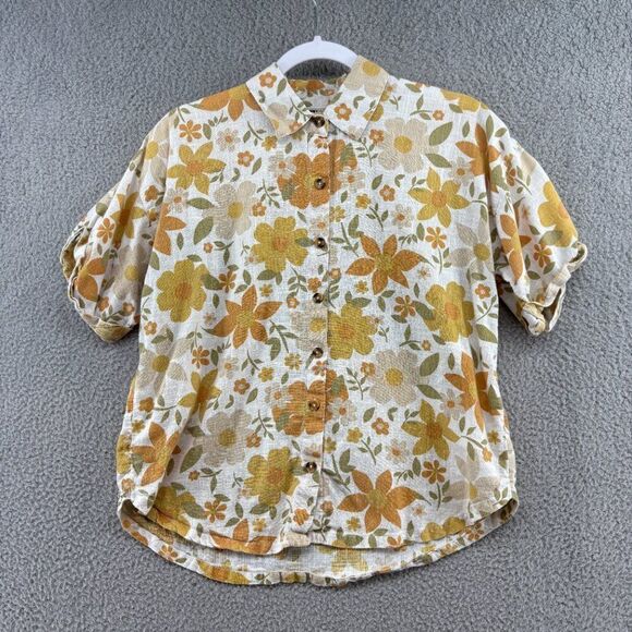 Billabong Made For Sun Oversized Button Up Shirt Womens Small Cotton Floral - Picture 7 of 11